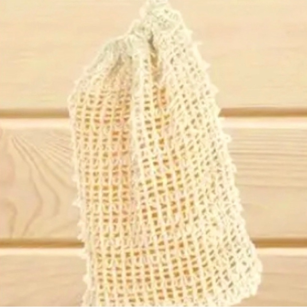 Cream Mesh Drawstring Bag